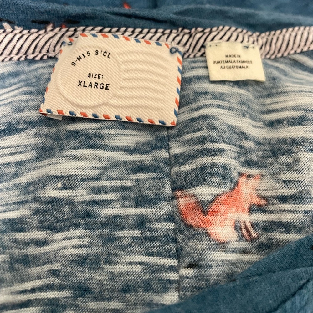 Anthropologie 1/2 sleeve scoop neck blue top w/ orange fox pattern sz XL - Picture 7 of 10